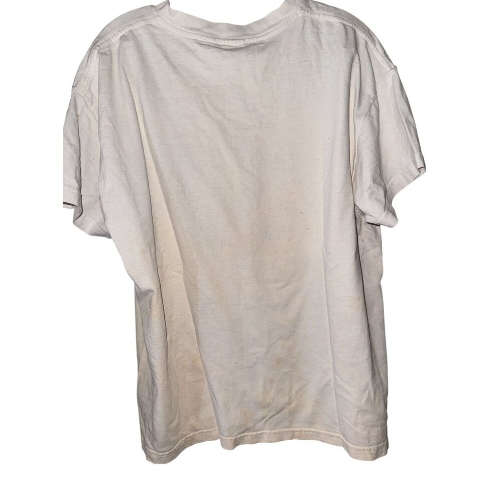 Vintage Champion L/XL White Graphic T-Shirt With Multicolor Logo Patch - Picture 3 of 5